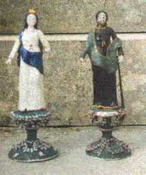 La Vierge et st Joseph en verre filé. Nevers XVIIIème
